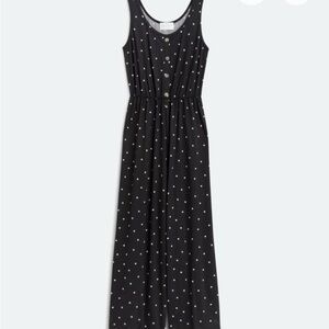 French Grey (Stitch Fix) Black Polka Dot Jumpsuit
